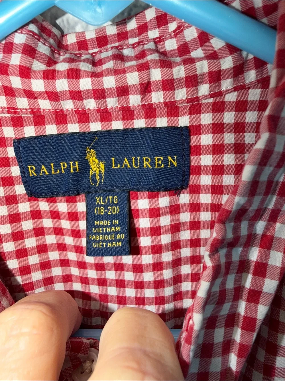 Ralph Lauren Red & White Gingham Short-Sleeve Button-Down Shirt